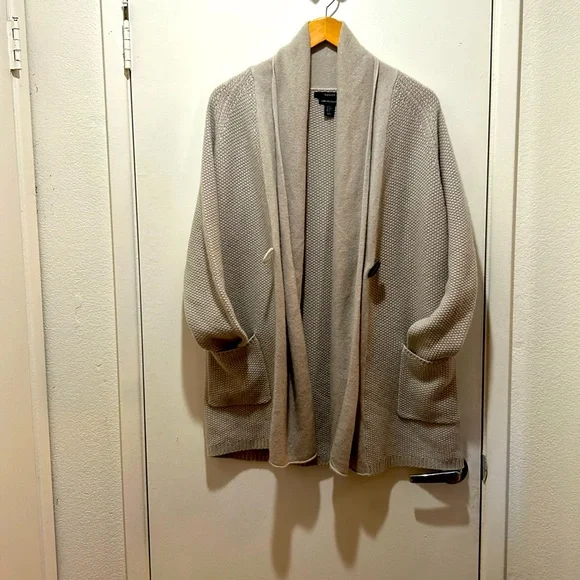 TAHARI 100% 2 Ply Cashmere Shawl Sweater Coat - Picture 1 of 6